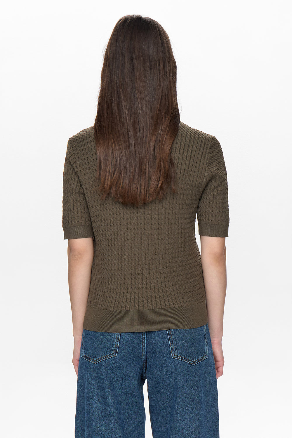 Numph Nualette Green Knit Polo 