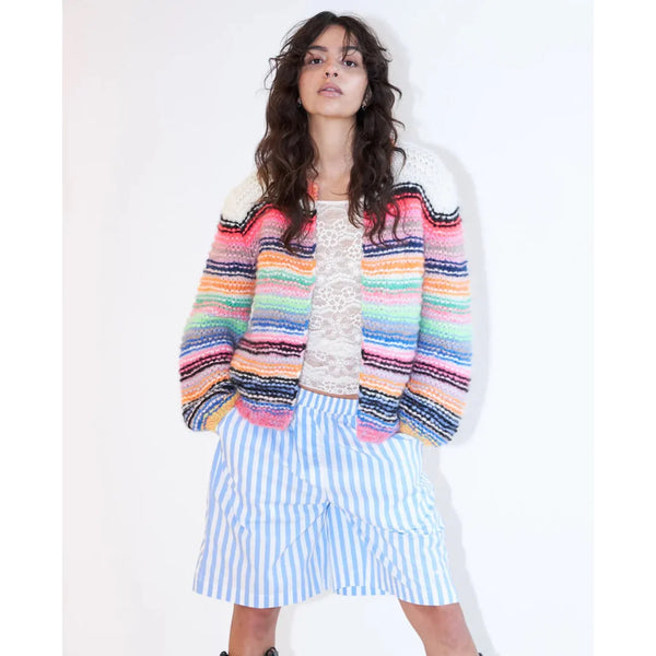 Dawn x Dare Gabi Baby Pink Multi Stripe Cardigan