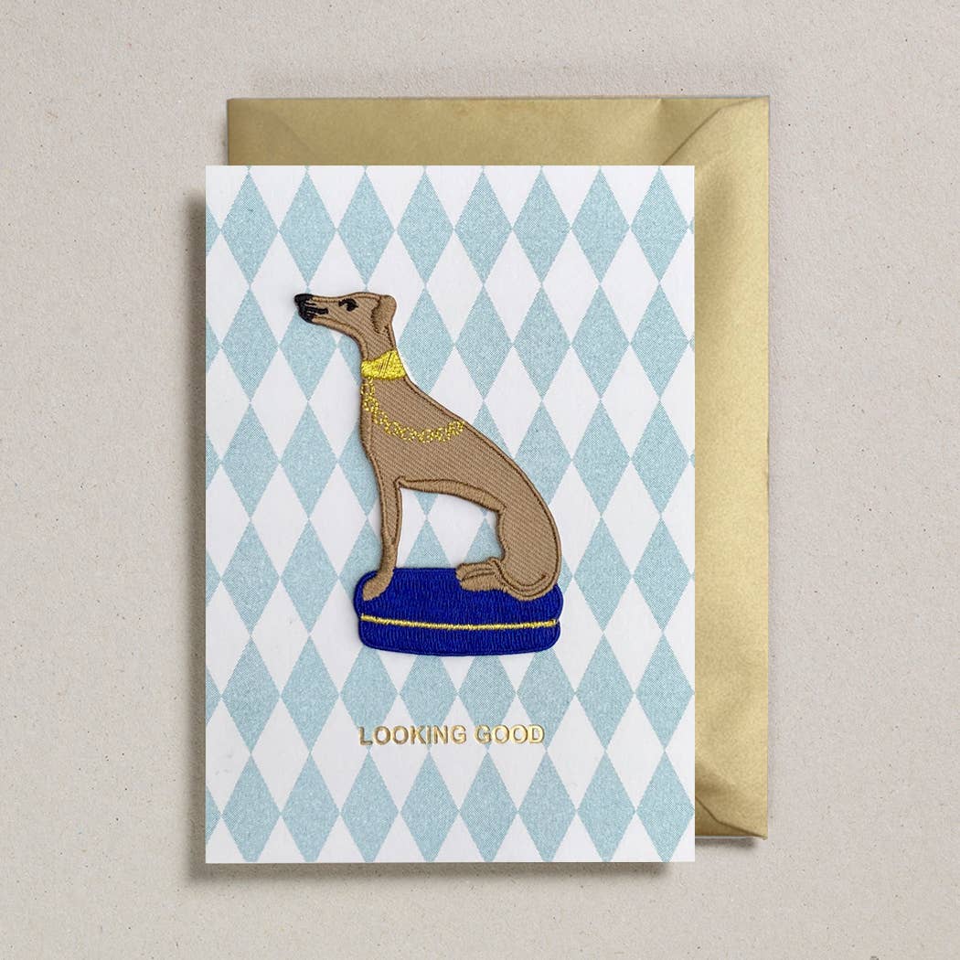 Petra Boase Whippet Patch Greetings Card