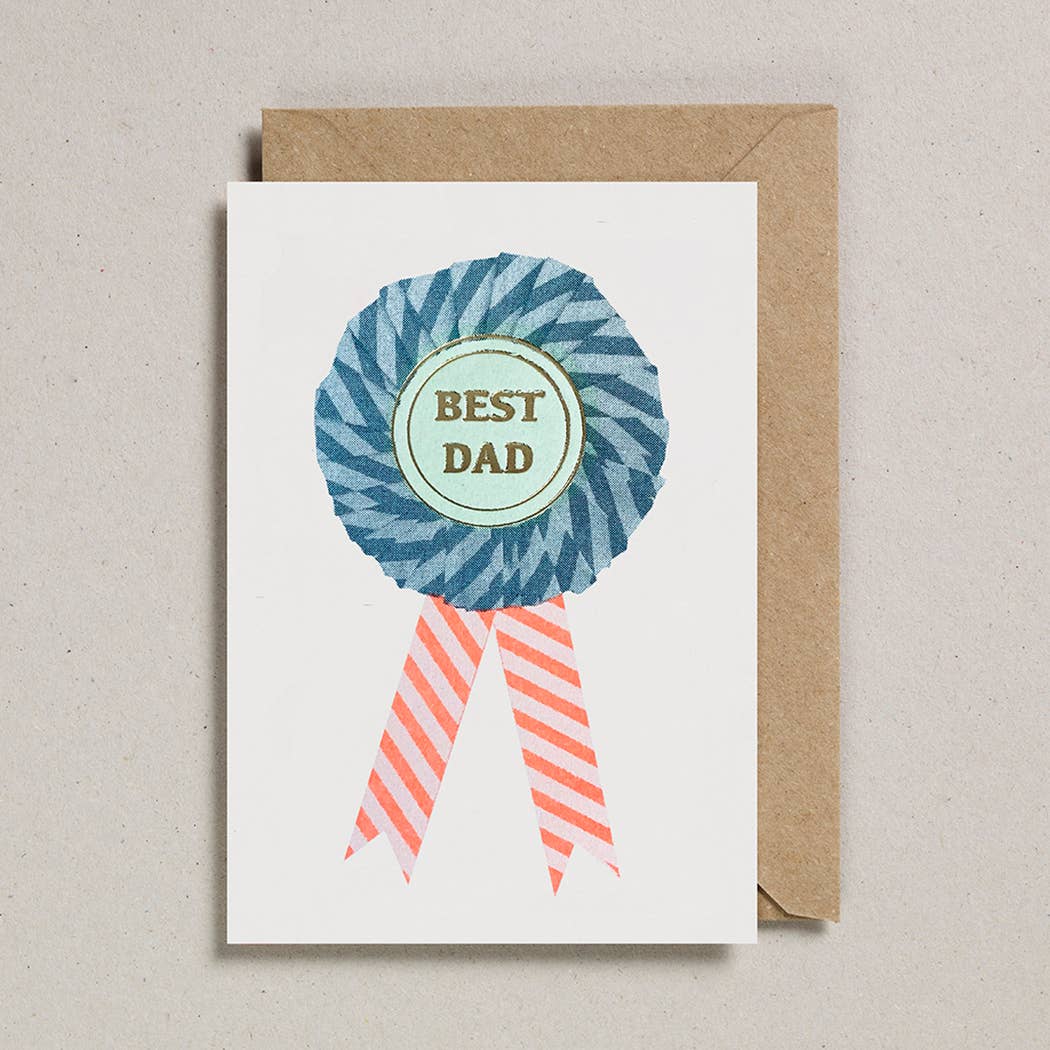 Petra Boase Best Dad Father's Day Card | Best Dad Rosette | Teal/Orange