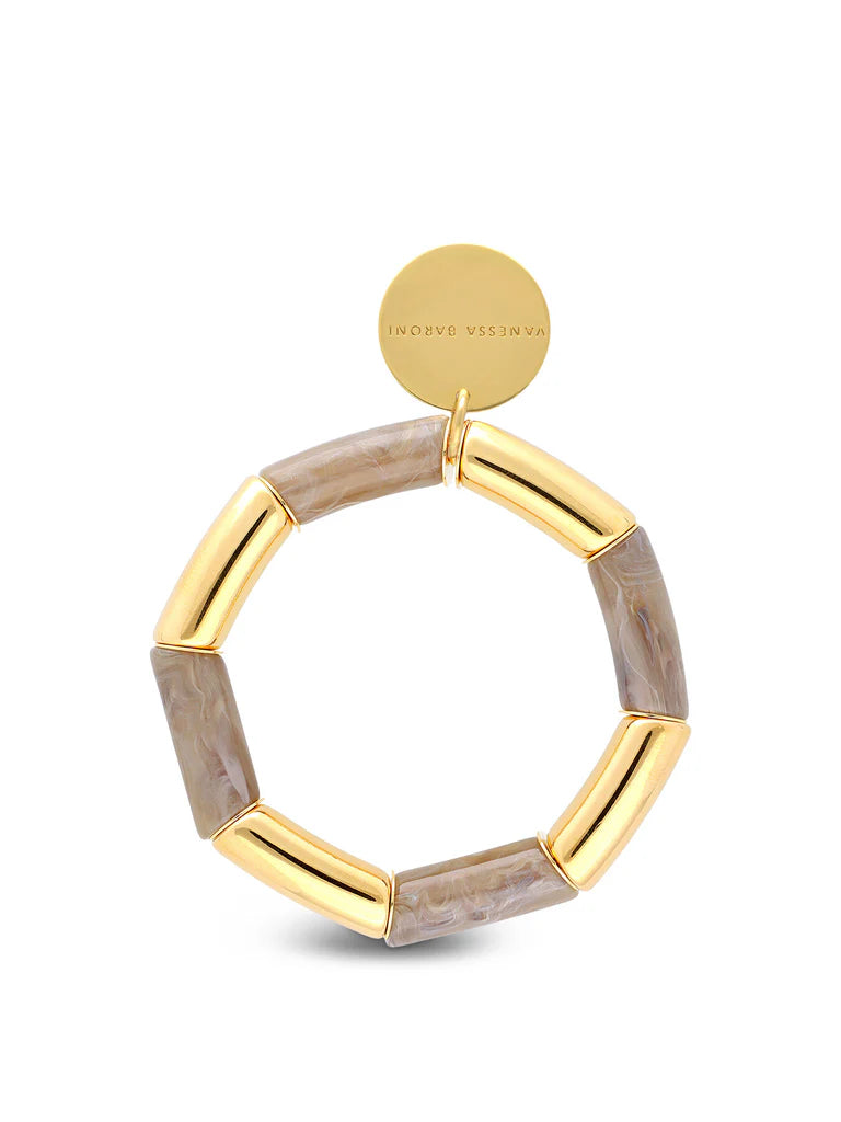Vanessa Baroni Stone Flex Bracelet Gold Biancone Marble