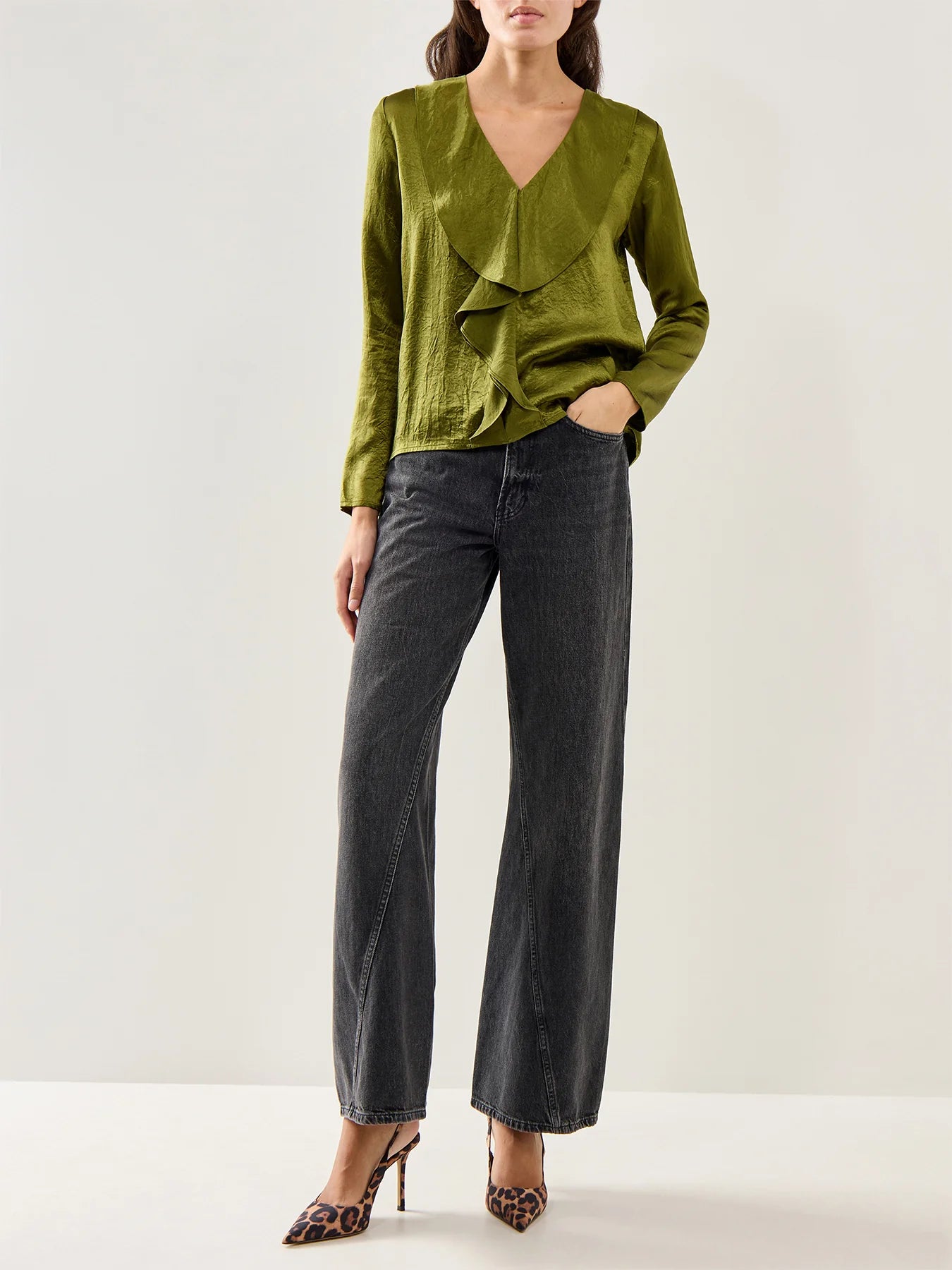 Selected Femme Selene Avocado Green Top