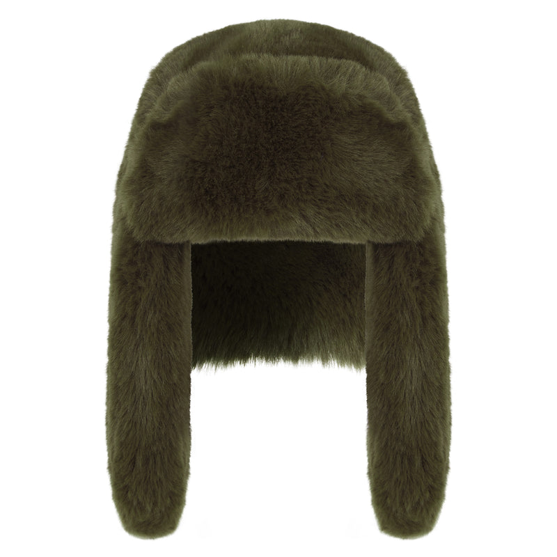 Nooki Billie Faux Fur Trapper Hat in Olive
