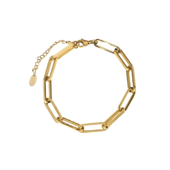 White Leaf Long Links Gold Bracelet