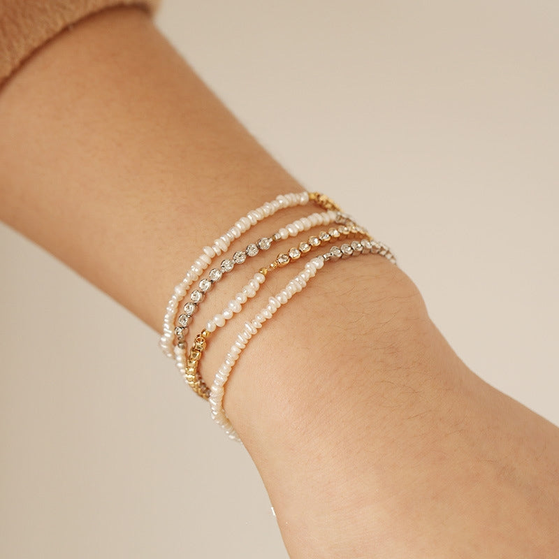 White Leaf Freshwater Pearl Bracelet