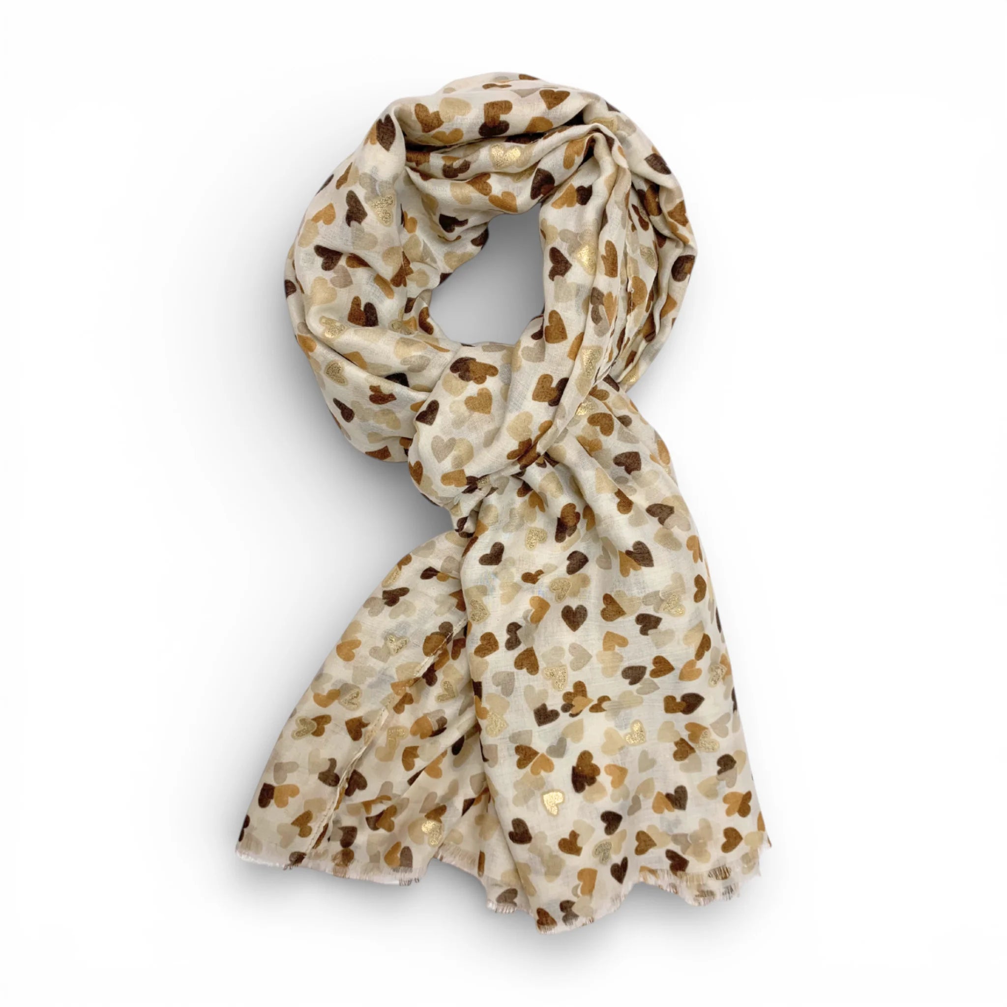 Precious Golden Heart Cotton Blend Scarf