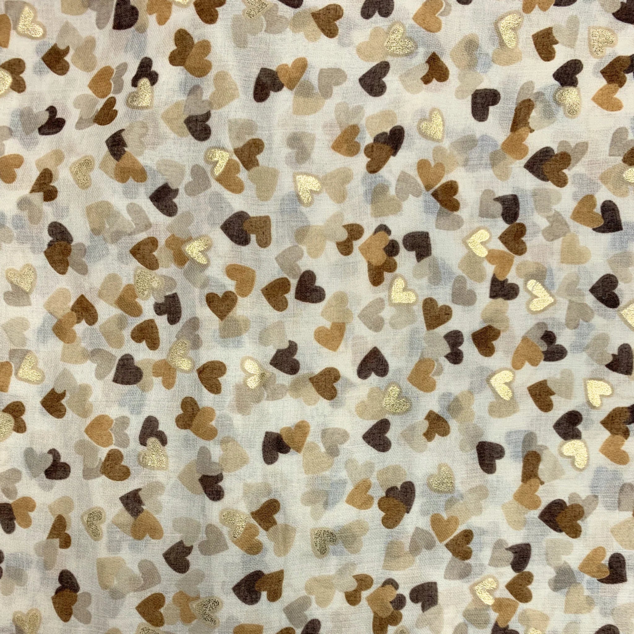 Precious Golden Heart Cotton Blend Scarf