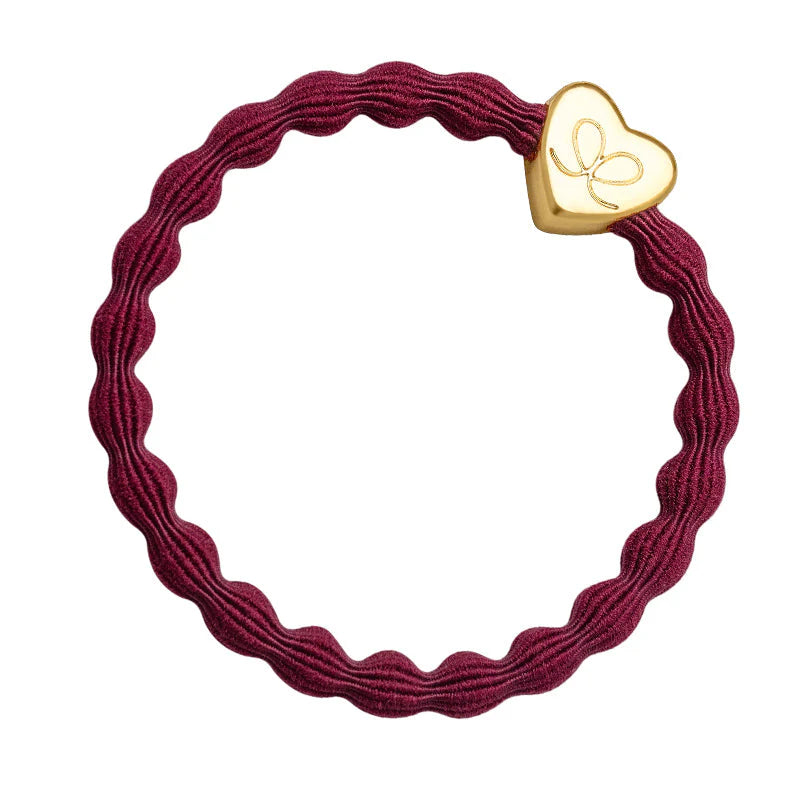 By Eloise Gold Heart Burgundy Red Hair Band