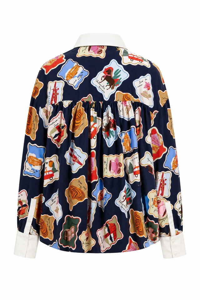 Frnch Avon Stamp Print Shirt