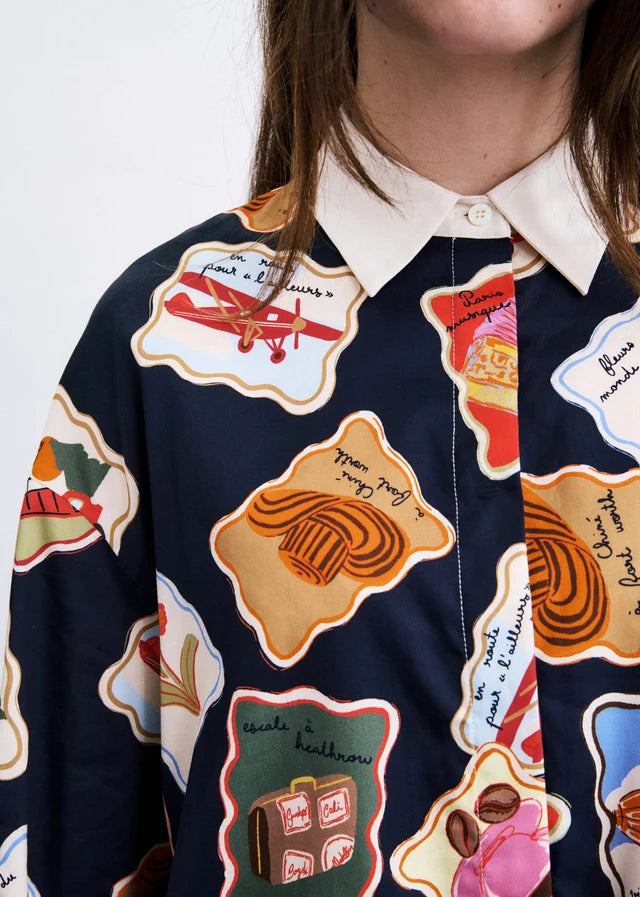 Frnch Avon Stamp Print Shirt
