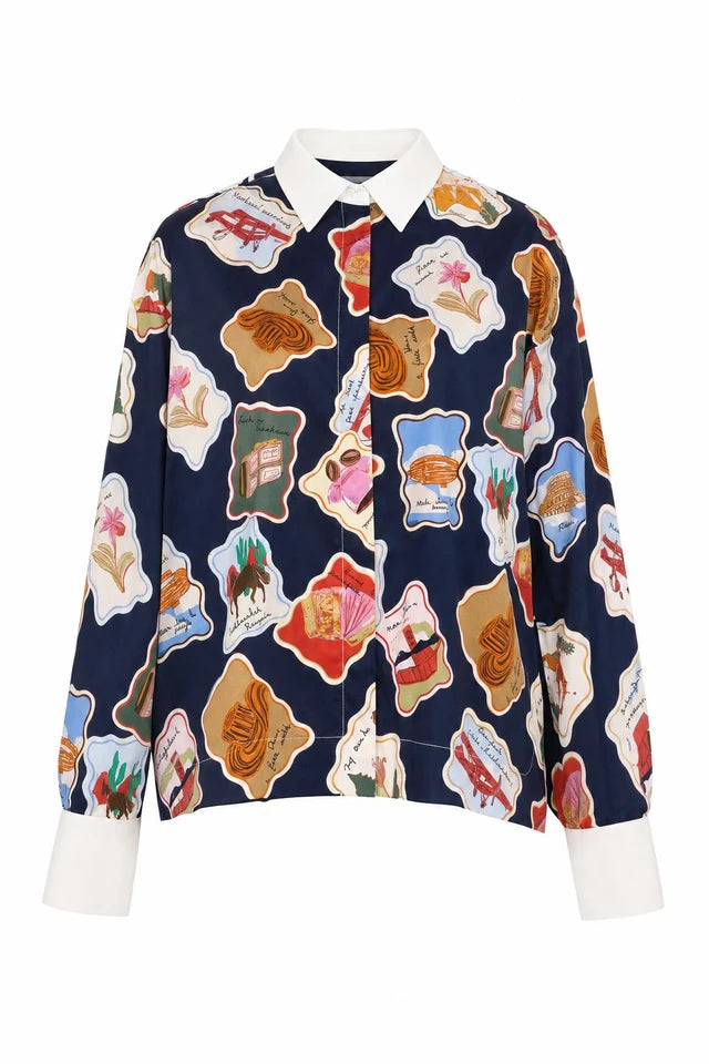 Frnch Avon Stamp Print Shirt