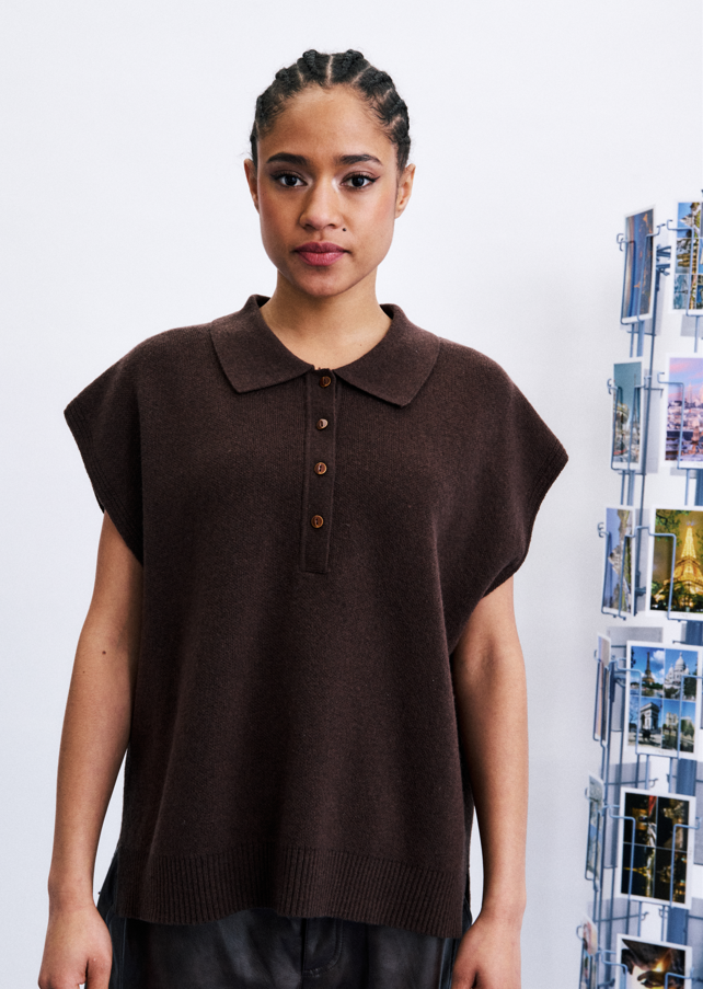 Frnch Minthe Brown Vest