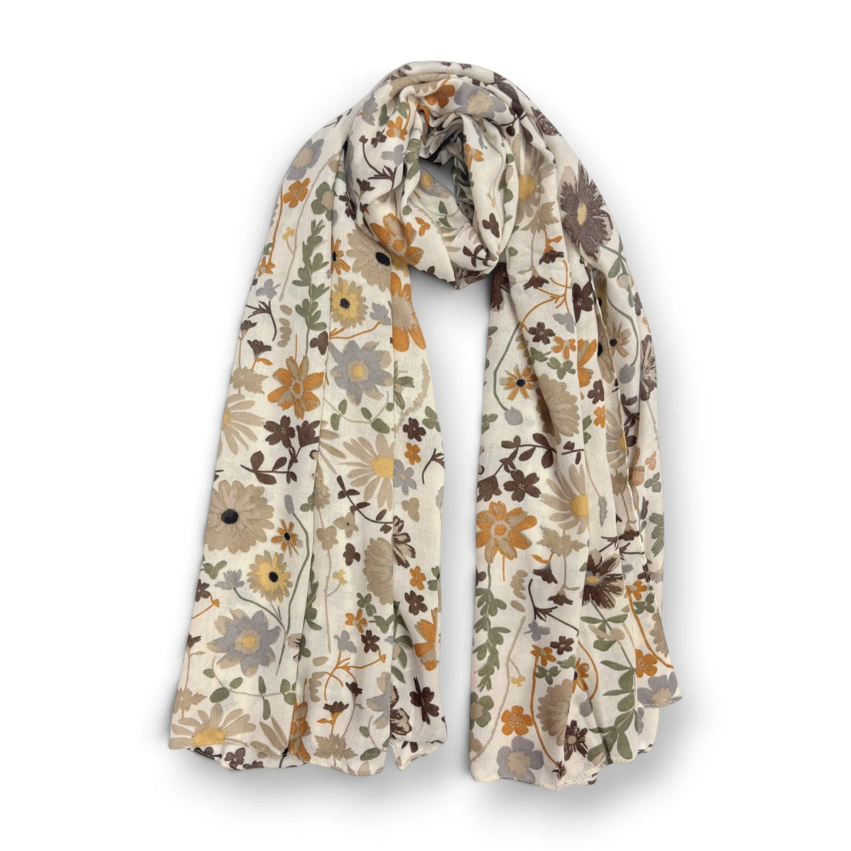 Precious Daisy Garden Cotton Blend Scarf