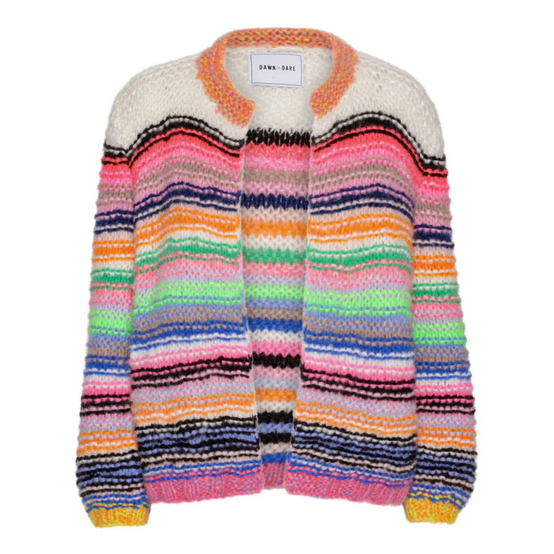 Dawn x Dare Gabi Baby Pink Multi Stripe Cardigan