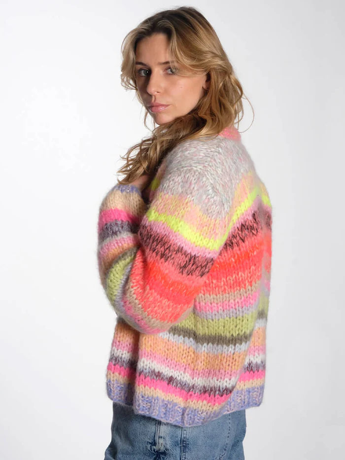 Dawn x Dare Gabi Bold Multi Stripe Cardigan