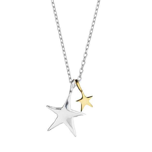 Estella Bartlett Two Tone Double Star Necklace