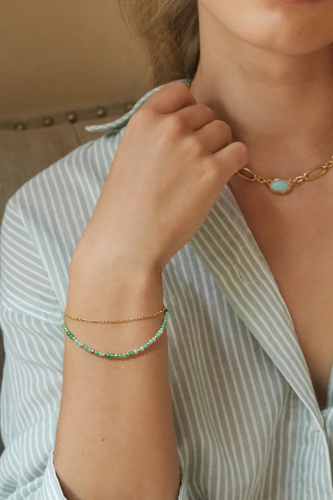 Estella Bartlett Green Gemstone Duo Bracelet
