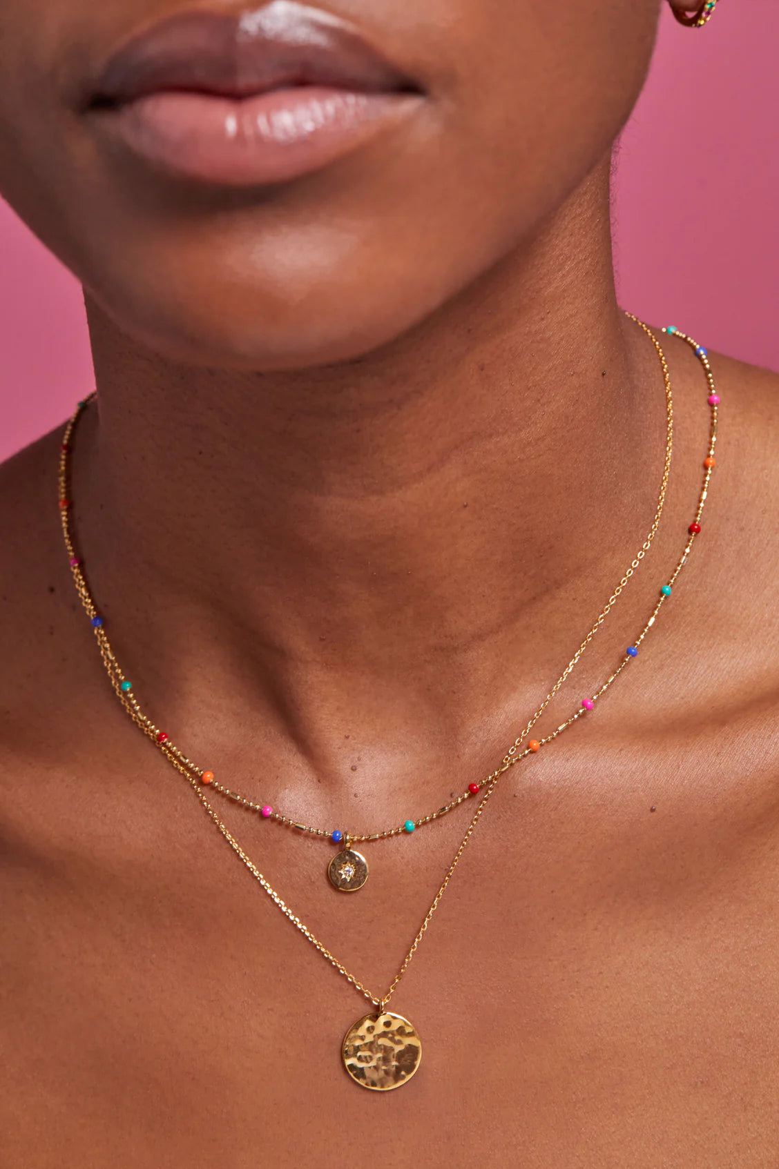 Estella Bartlett Hammered Disc Pendant Necklace