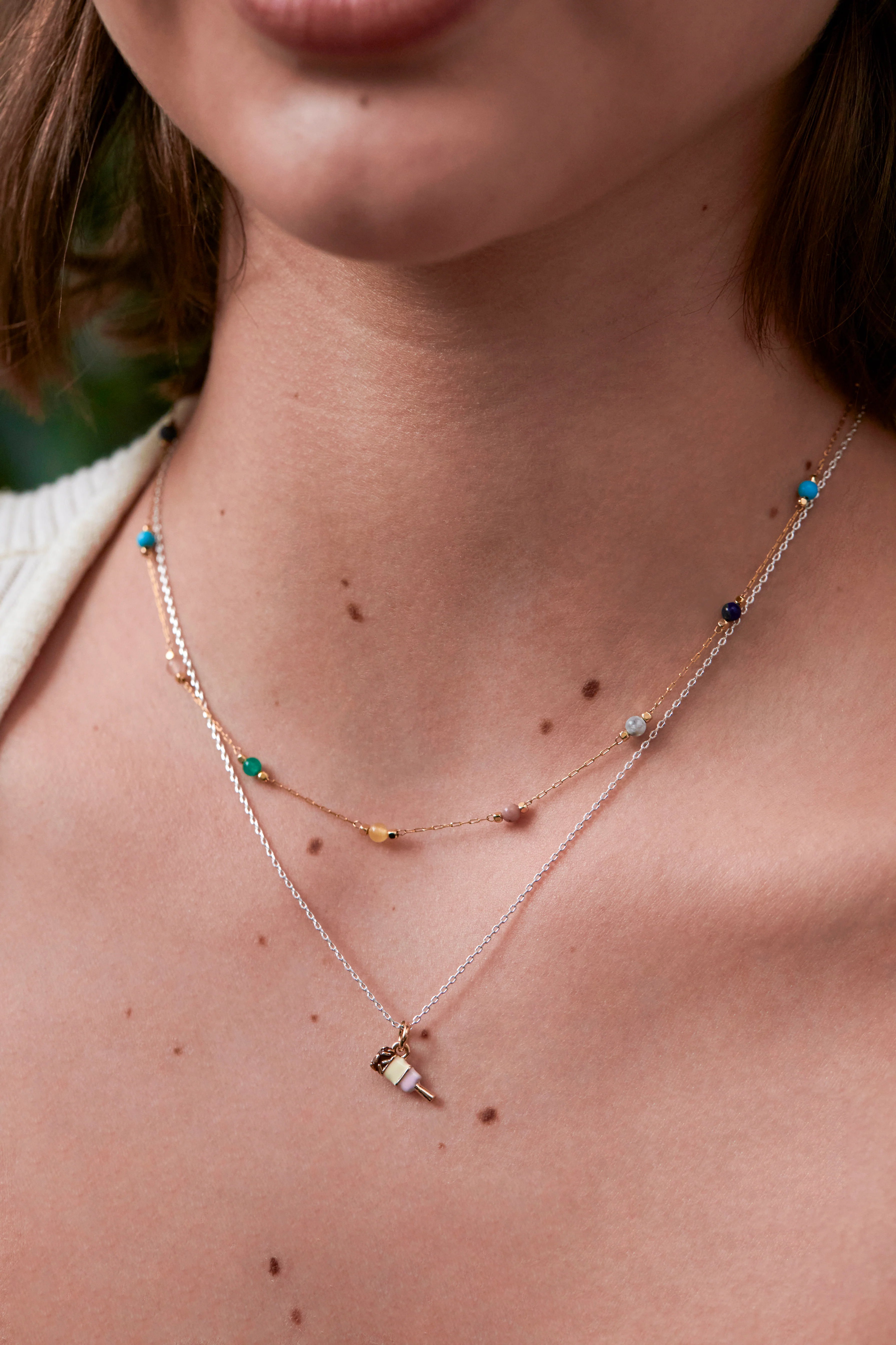 Estella Bartlett Mixed Gemstone Paperlink Necklace