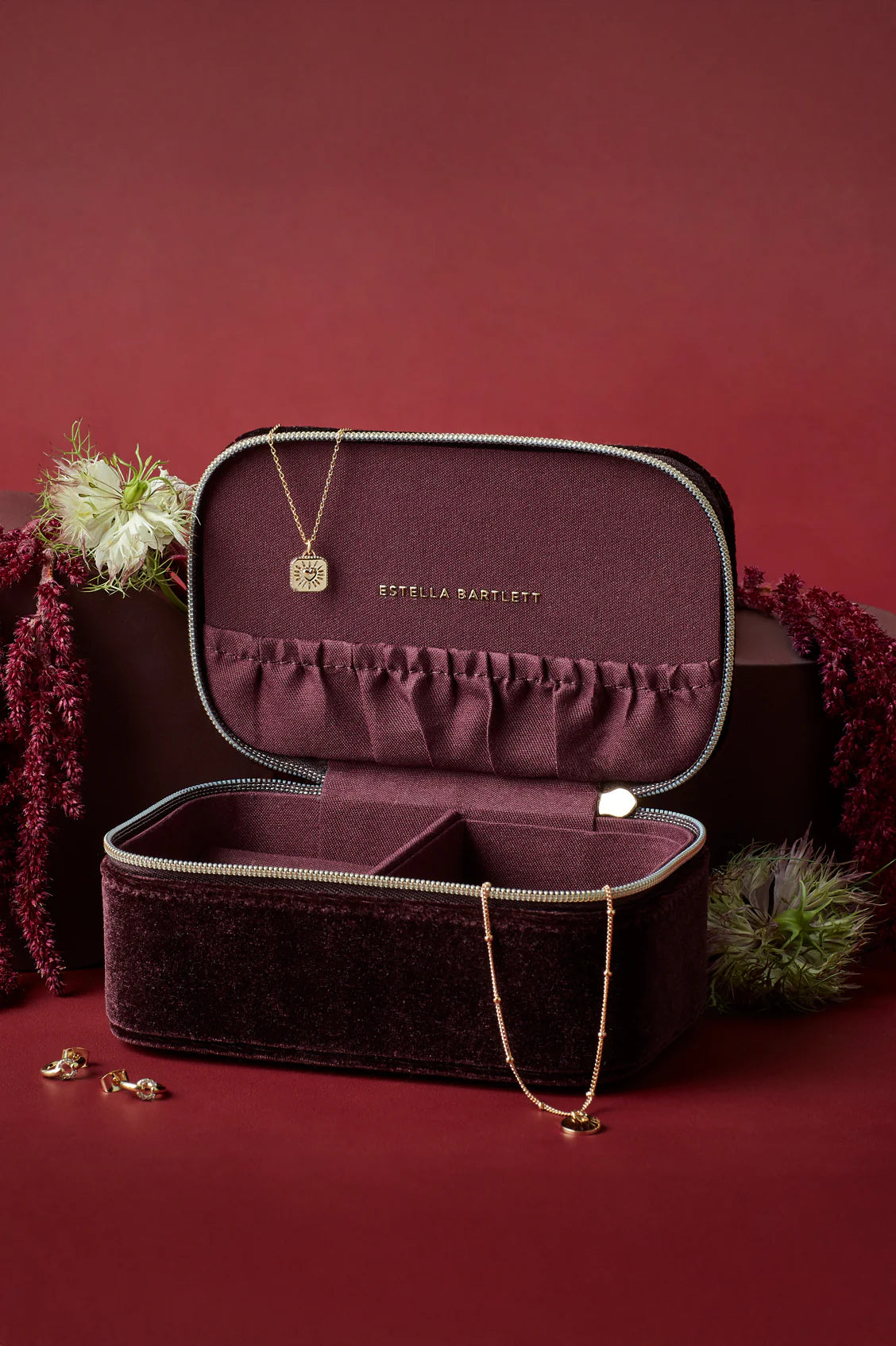 Estella Bartlett Quilted Burgundy Mini Jewellery Box