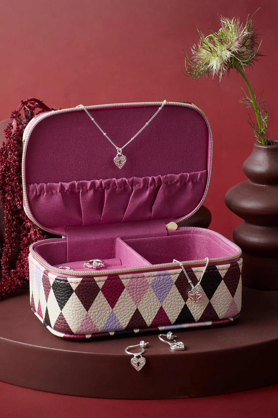 Estella Bartlett Harlequin Print Pink Jewellery Box