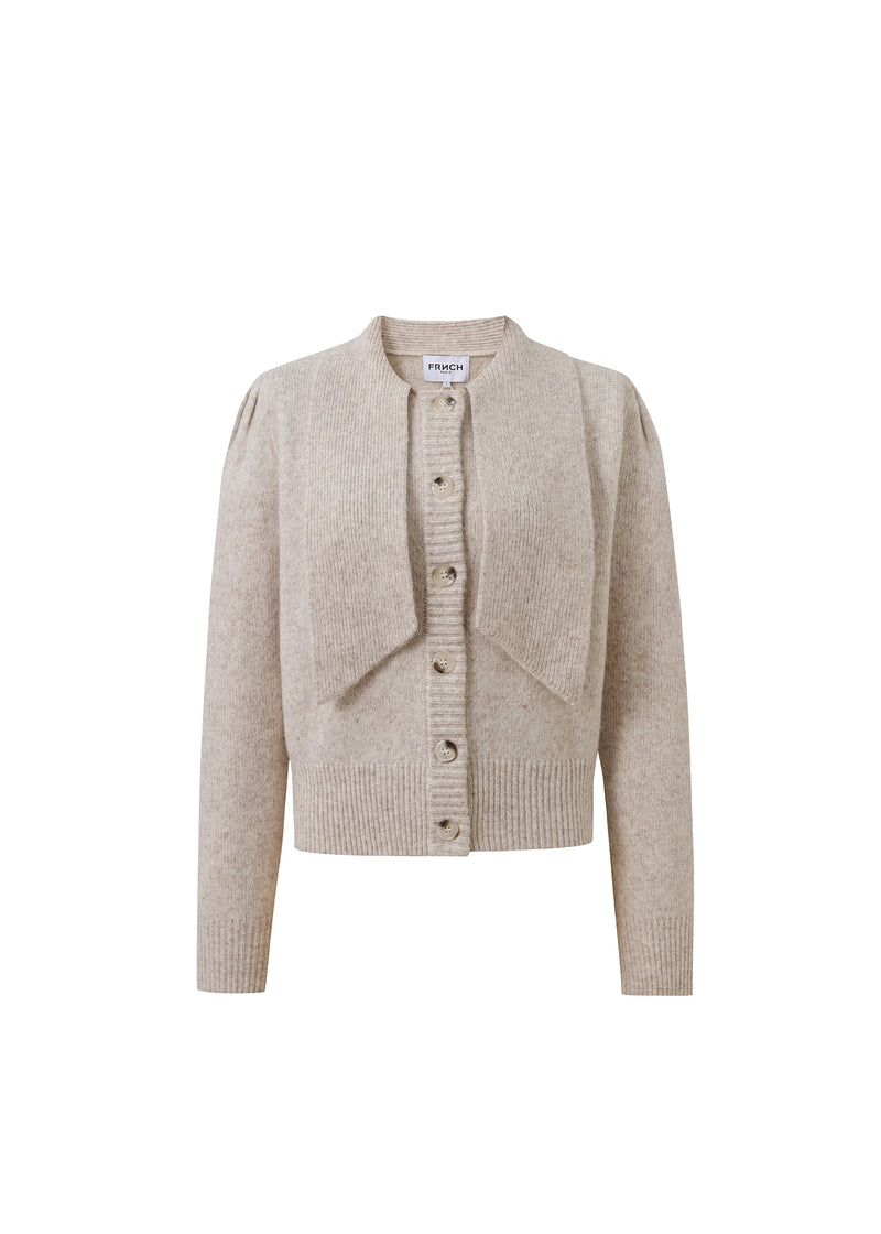 Frnch Perline Cream Tie Cardigan