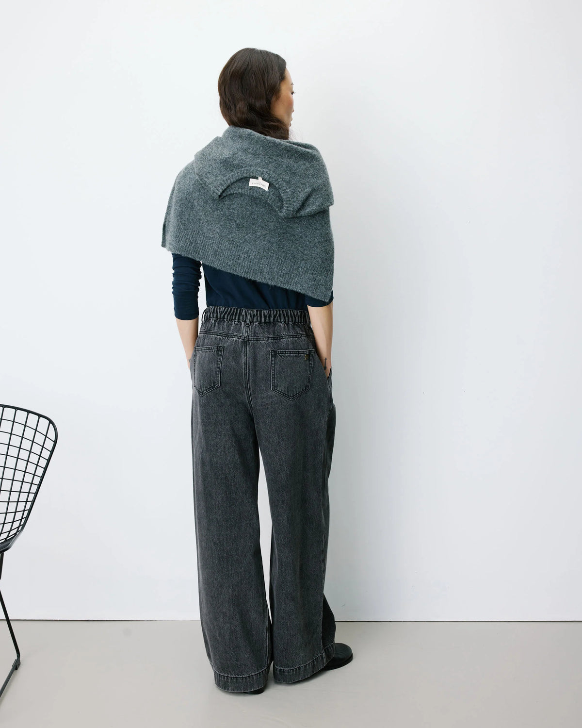 Grace & Mila John Grey Denim Wide Leg Jean