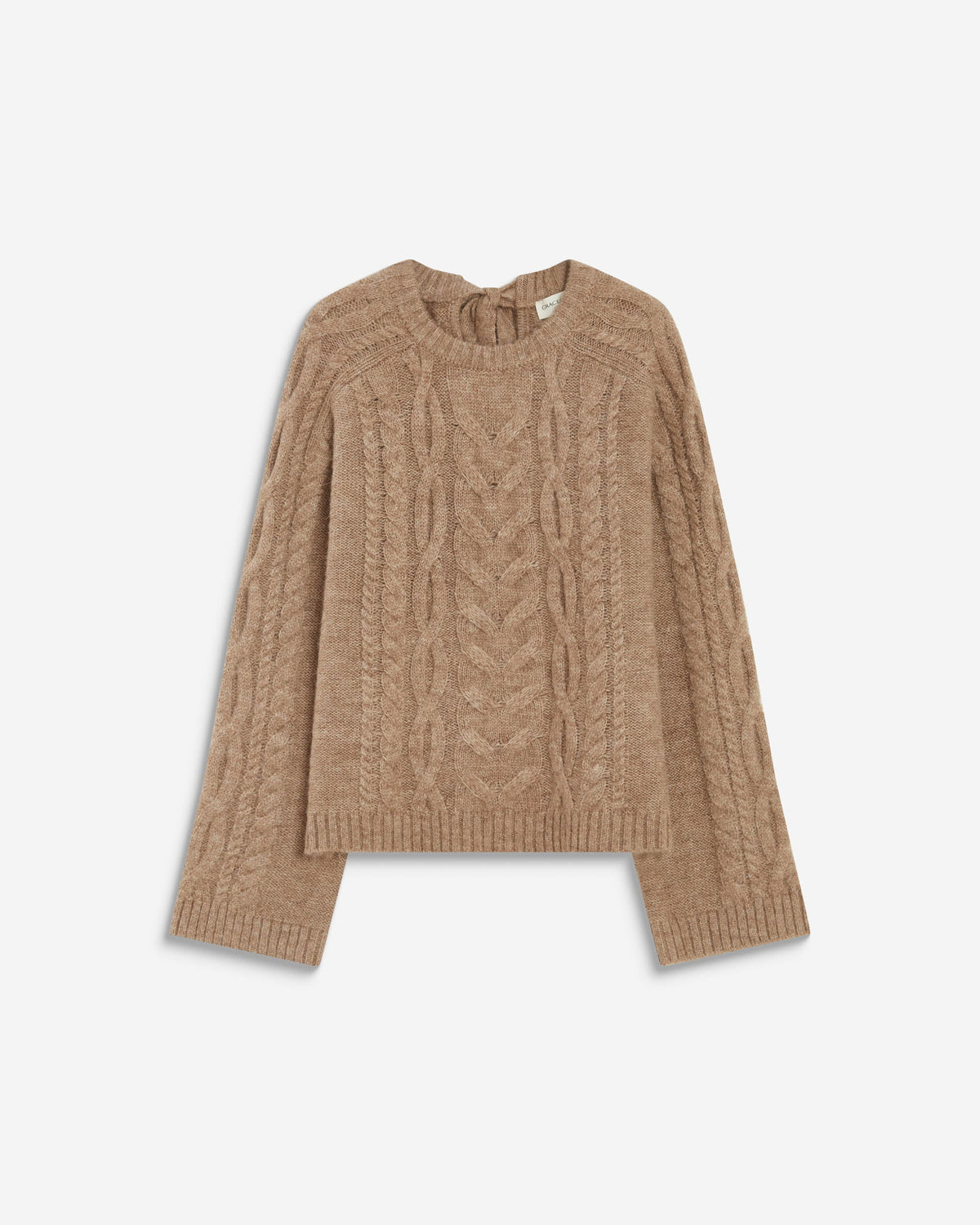 Grace & Mila Arcelin Beige Cable Knit Sweater