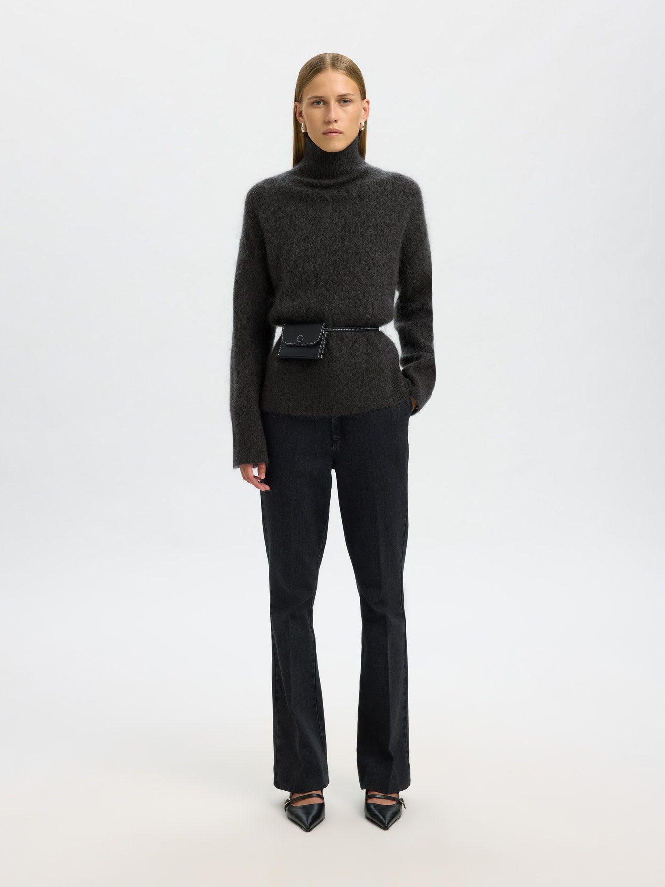 Selected Femme Mira Black Mohair Sweater