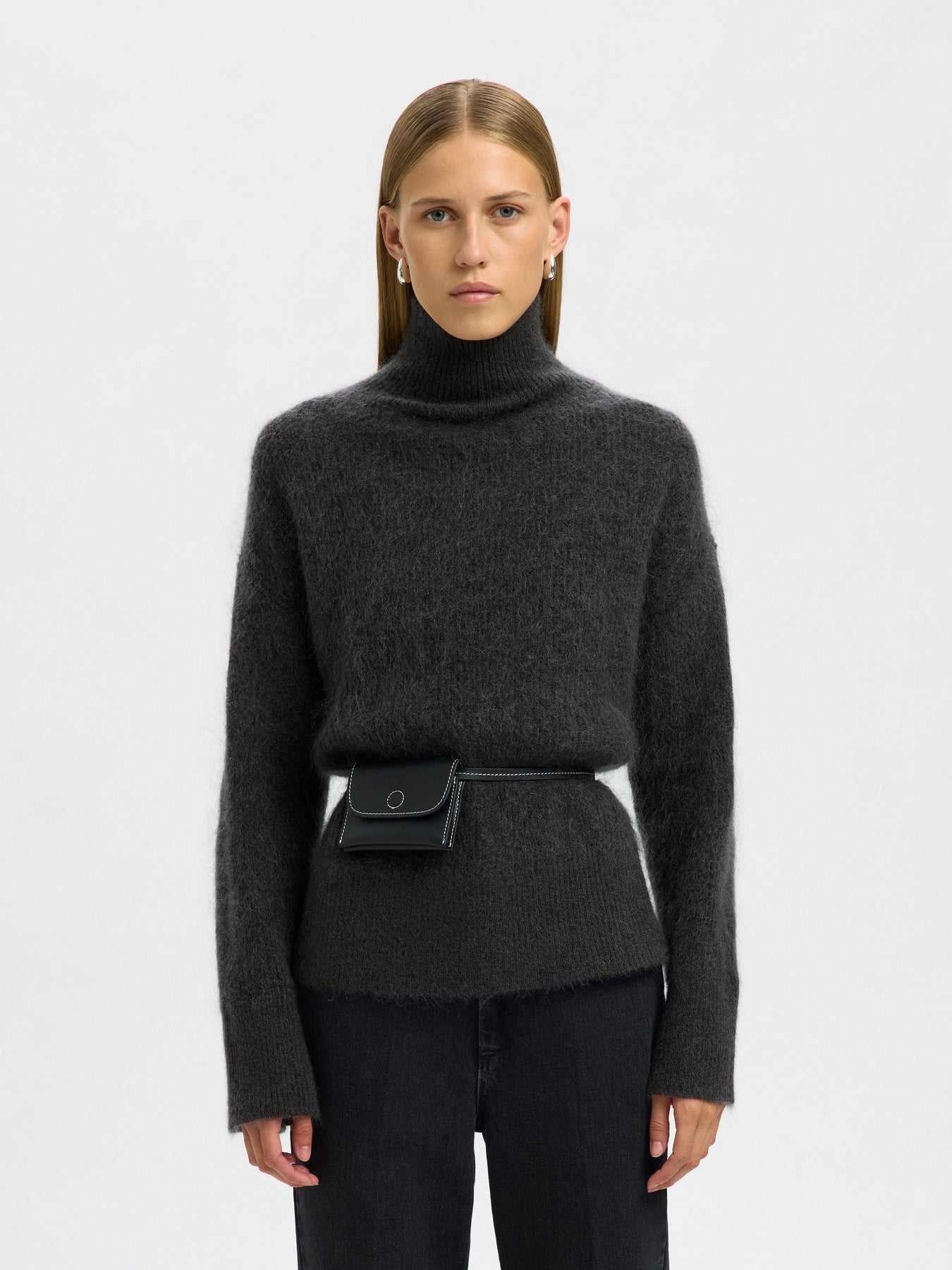 Selected Femme Mira Black Mohair Sweater