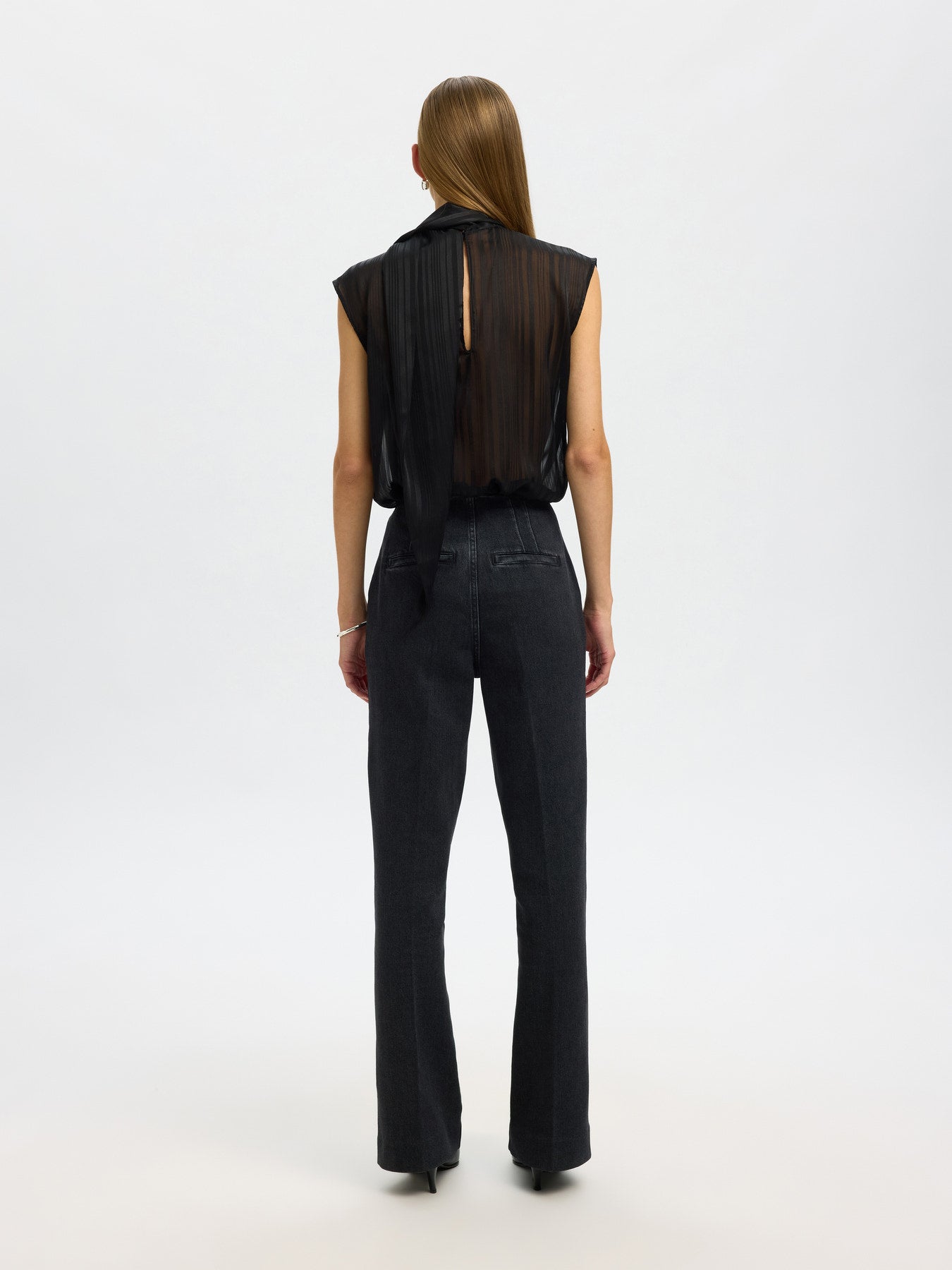 Selected Femme Margrethe Black Tie Top
