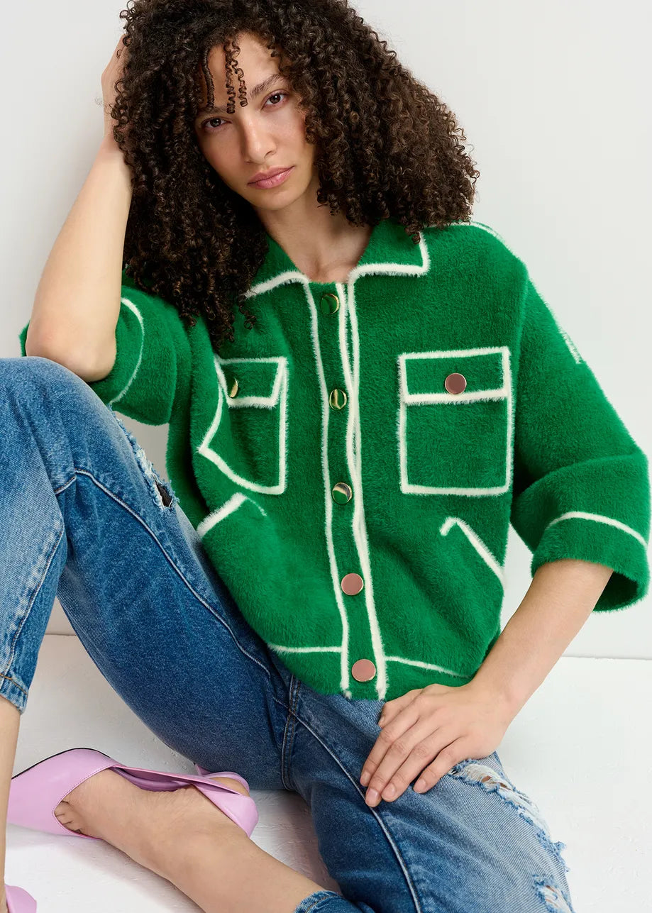 Essentiel Antwerp Galena Green Knitted Jacket