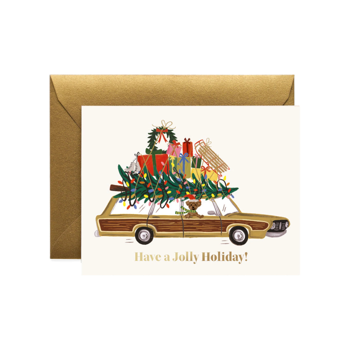 Rifle Paper Co Jolly Holiday Wagon Greeting Card