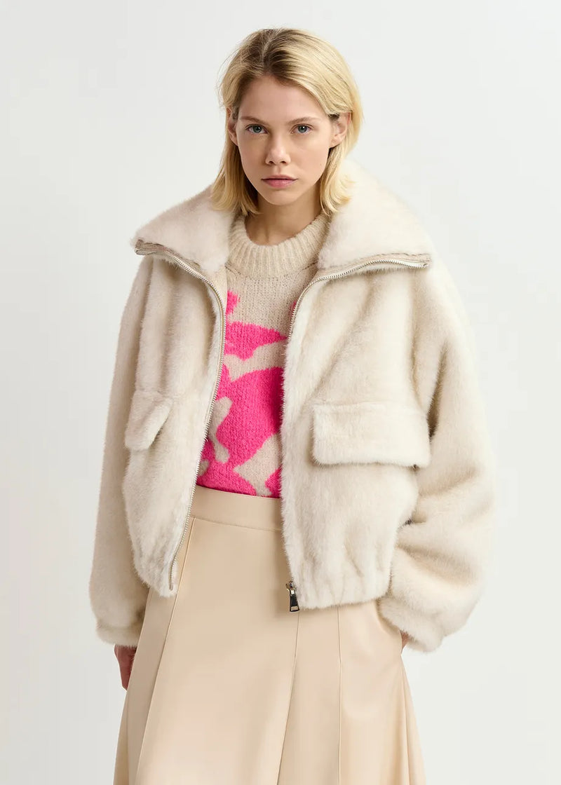 Essentiel Antwerp Genz Faux Fur Bomber Jacket