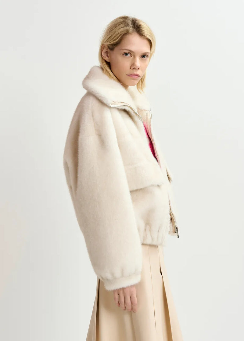 Essentiel Antwerp Genz Faux Fur Bomber Jacket