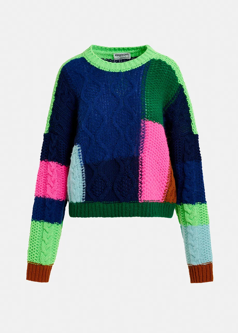 Essentiel Antwerp Girlcrush Blue Patchwork Sweater