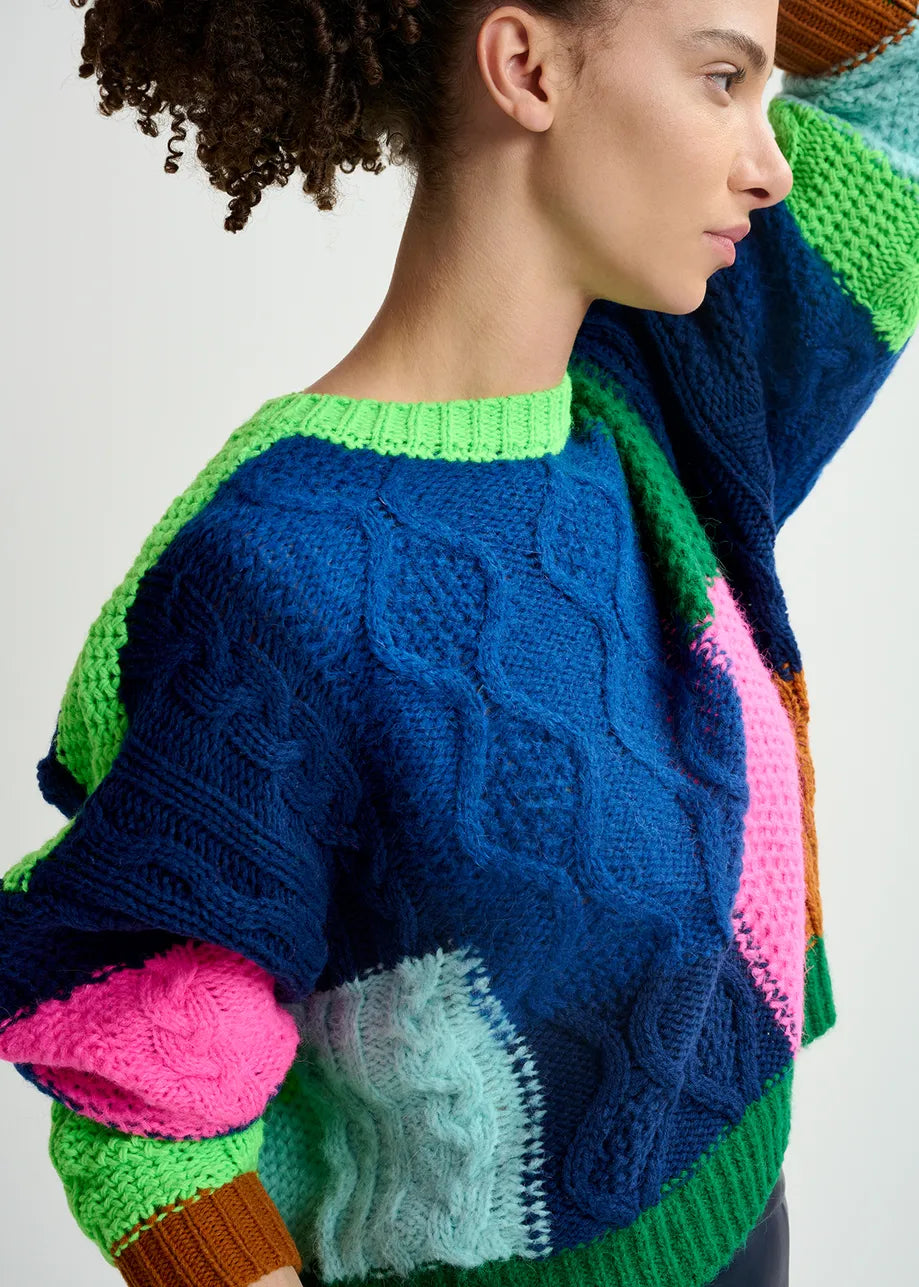 Essentiel Antwerp Girlcrush Blue Patchwork Sweater