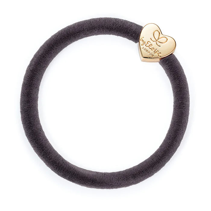 By Eloise Velvet Gold Heart French Grey Hair Band