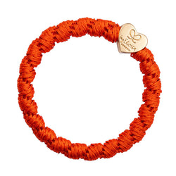 By Eloise Woven Gold Heart Red Orange Hair Band