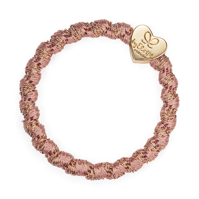 By Eloise Woven Gold Heart Rose Hair Band