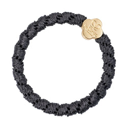 By Eloise Woven Gold Quatrefoil Charcoal Grey Hair Band