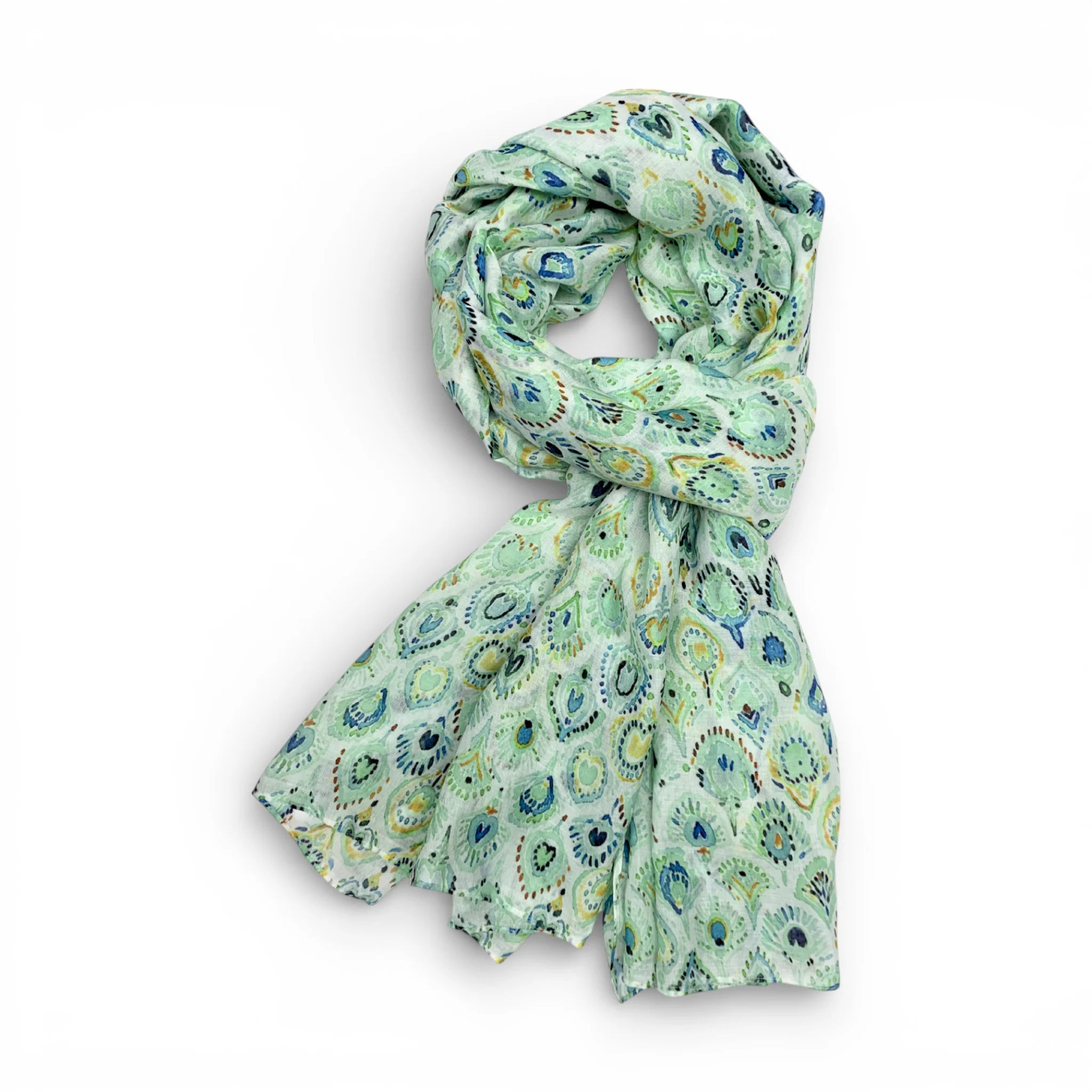Precious Peacock Print Cotton Blend Scarf