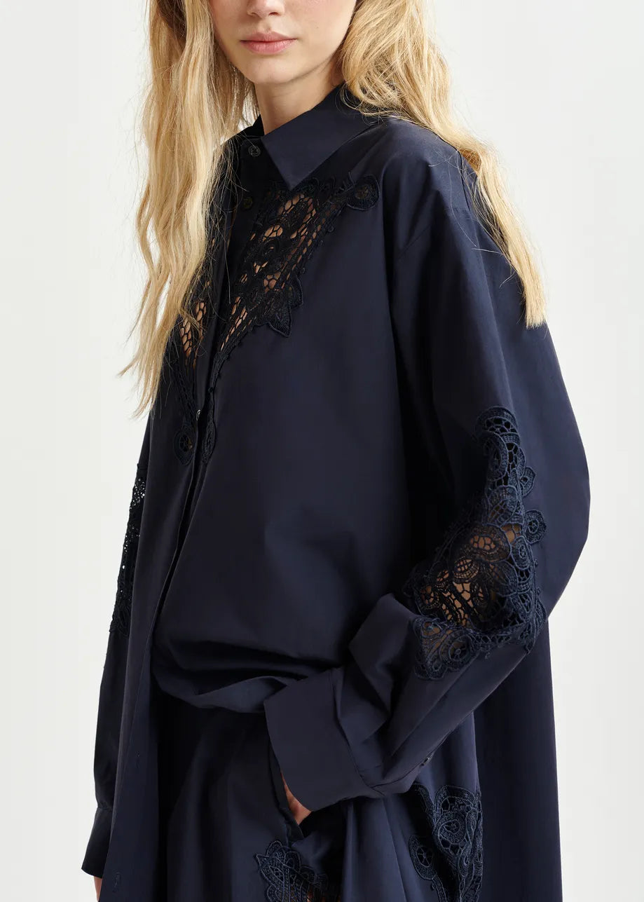 Essentiel Antwerp Haze Lace Navy Dress