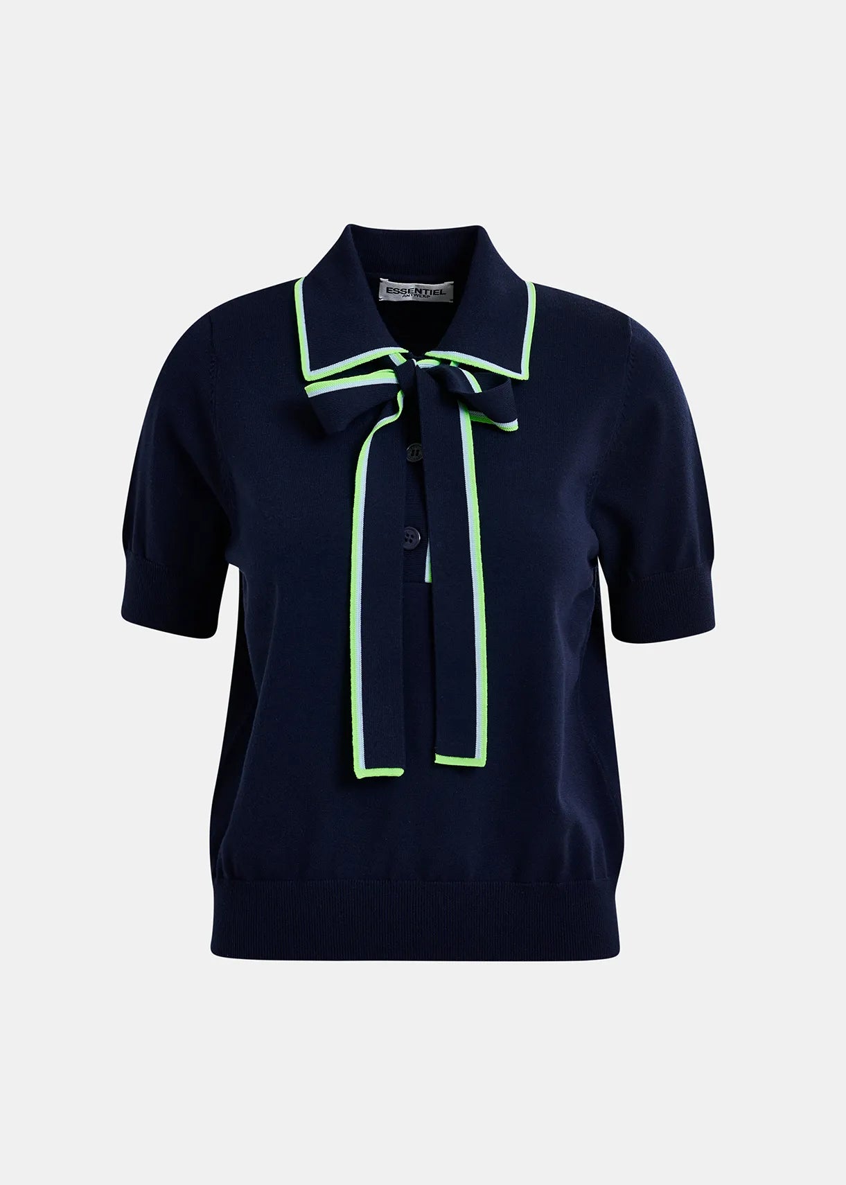 Essential Antwerp Hight Bow Polo Knit in Navy