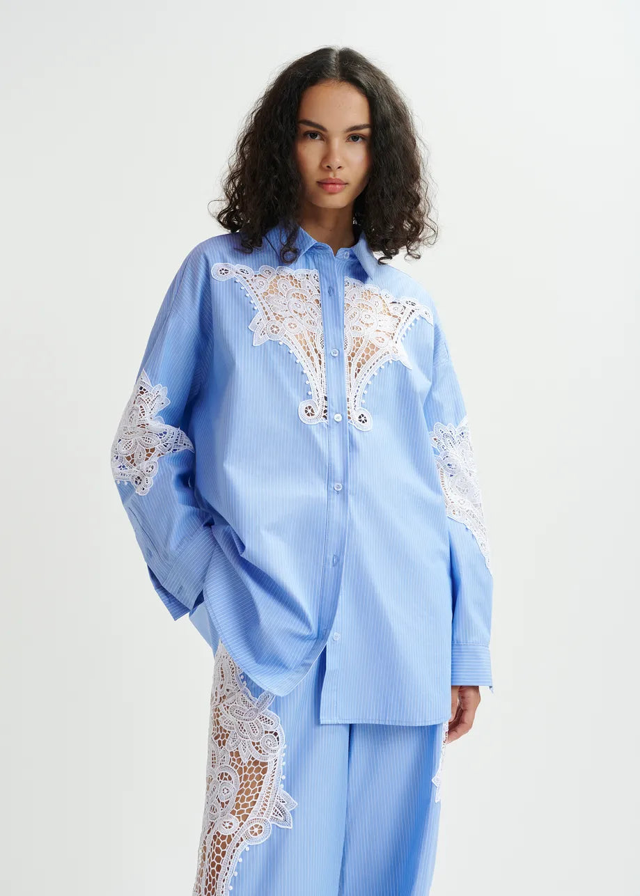 Essentiel Antwerp Hoofd Lace Blue Shirt