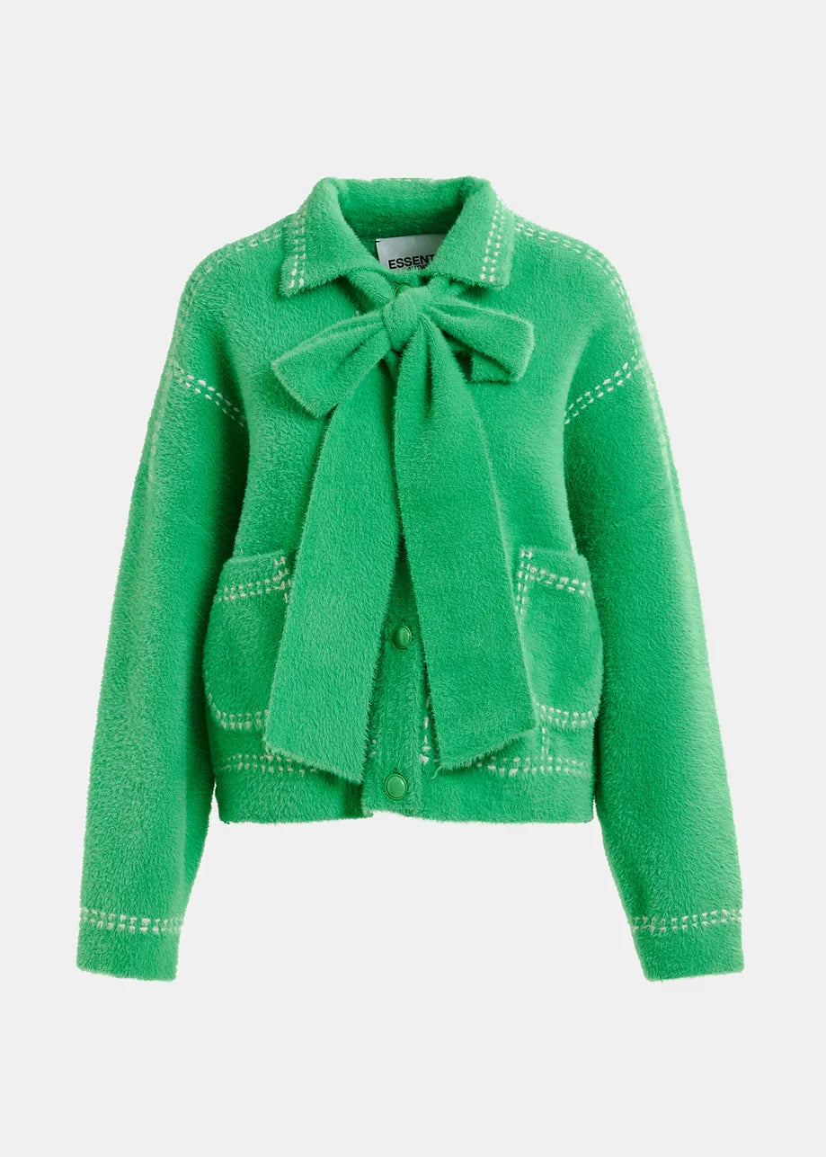 Essential Antwerp Green Hoops Bow Cardigan