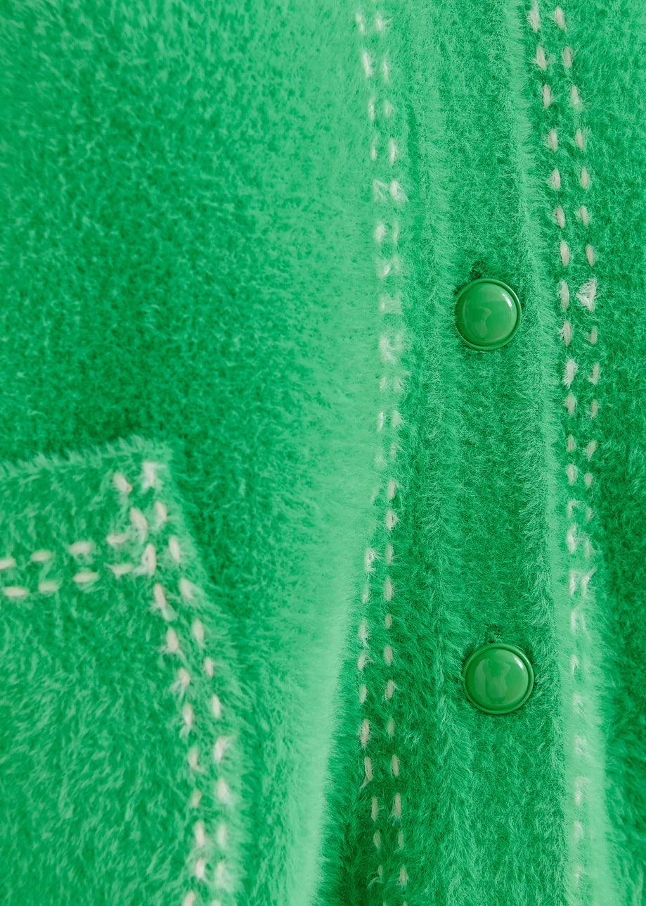 Essential Antwerp Green Hoops Bow Cardigan