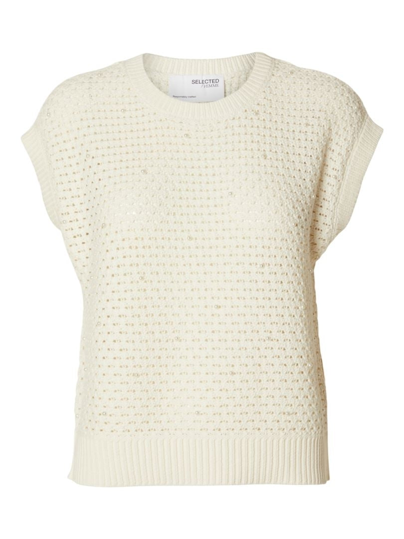 Selected Femme Penny Birch Cotton Cap Sleeve Sweater 