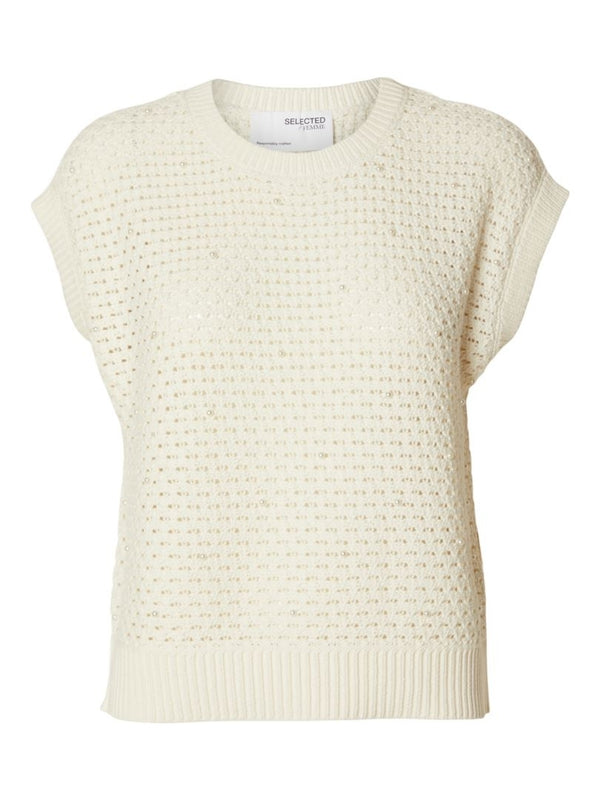 Selected Femme Penny Birch Cotton Cap Sleeve Sweater 