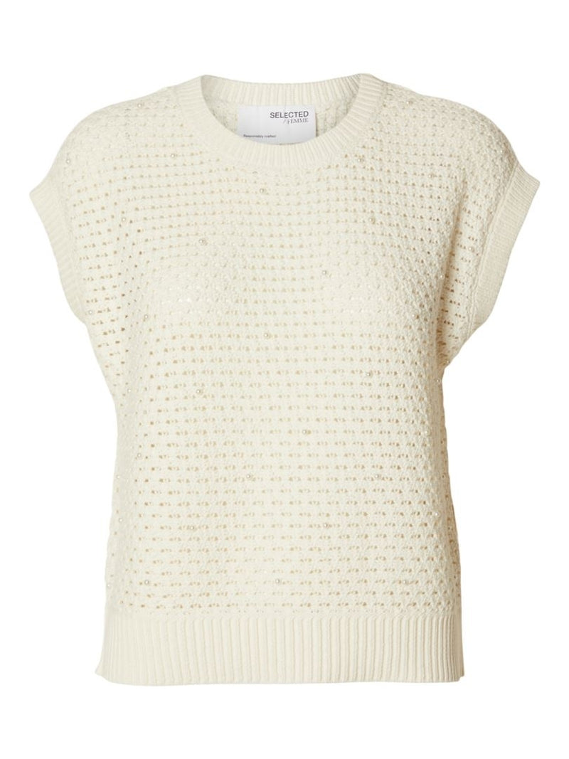 Selected Femme Penny Birch Cotton Cap Sleeve Sweater 